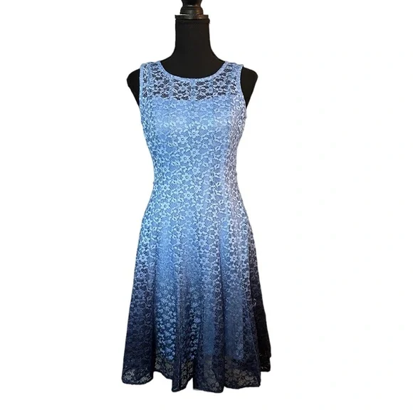 Chetta B Dresses | Chetta B Ombr Lace Overlay Dress | Color: Blue | Size: 2 | Gwyn1015's Closet